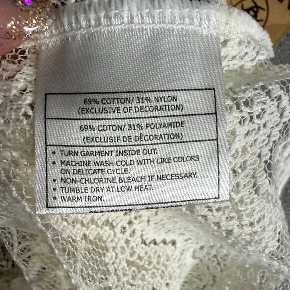 Ariat Womens Large Ivory Suede Trim Lace Top Boho Western Layer Rodeo Casual - Picture 6 of 11